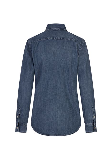Camicia Slim Fit In Denim Blu Indaco Con Pony RALPH LAUREN | 211-969458001